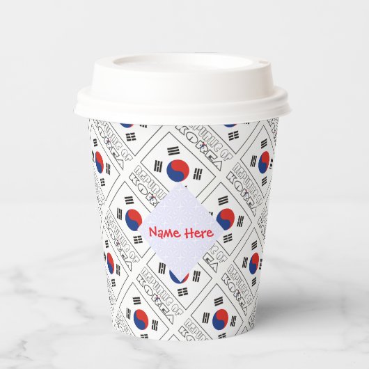 Koreaanse vlag Tegel rood gepersonaliseerd Papieren Bekers (Voorkant)