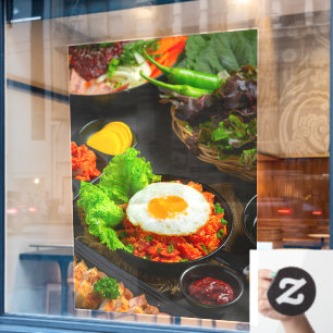 Koreaanse Voedsel Gebakken Rijst Kimchi met Gebakk Raamsticker