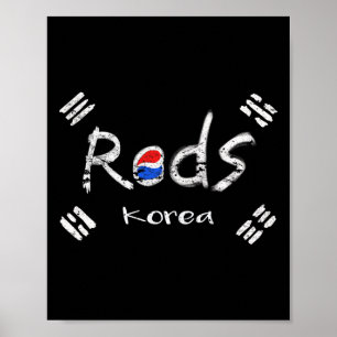 Koreaanse Voetbal Rood Met Koreaanse Vlag Poster