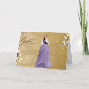 Koreaanse vrouw die een hanbok dragen kaart