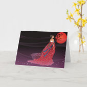 Koreaanse vrouw die een hanbok dragen kaart (Gele Bloem)