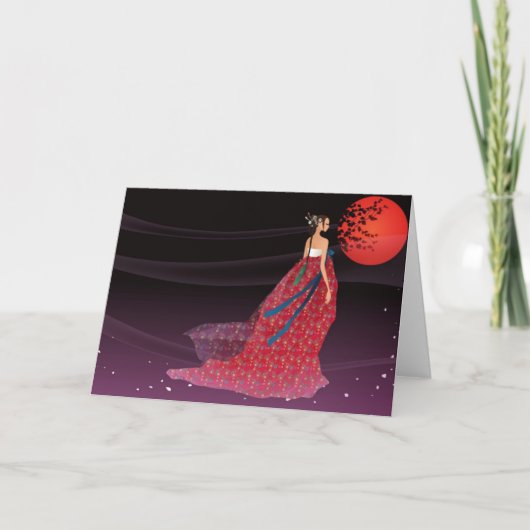 Koreaanse vrouw die een hanbok dragen kaart (Voorkant)