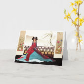 Koreaanse vrouw die een hanbok dragen kaart (Gele Bloem)