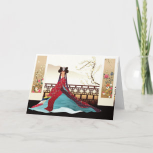 Koreaanse vrouw die een hanbok dragen kaart