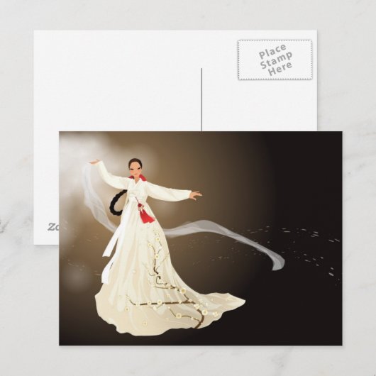 koreaanse vrouw in hanbok briefkaart (Voorkant / Achterkant)
