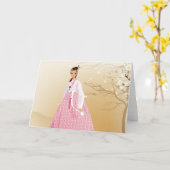 koreaanse vrouw in hanbok kaart (Gele Bloem)