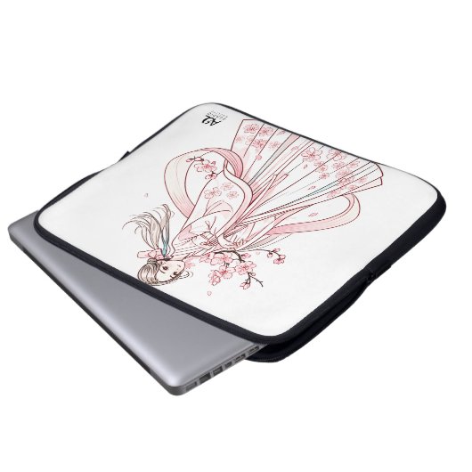 Koreaanse vrouw in Hanbok met Cherry Electronics B Laptop Sleeve (Voorkant onderkant)