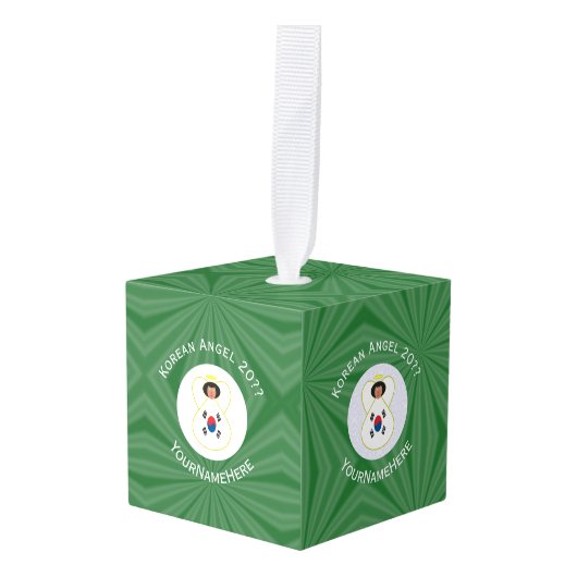 Koreaanse (Zuid) Engel Kerstvlag Gepersonaliseerd Decoratie (Voorkant hoekig)