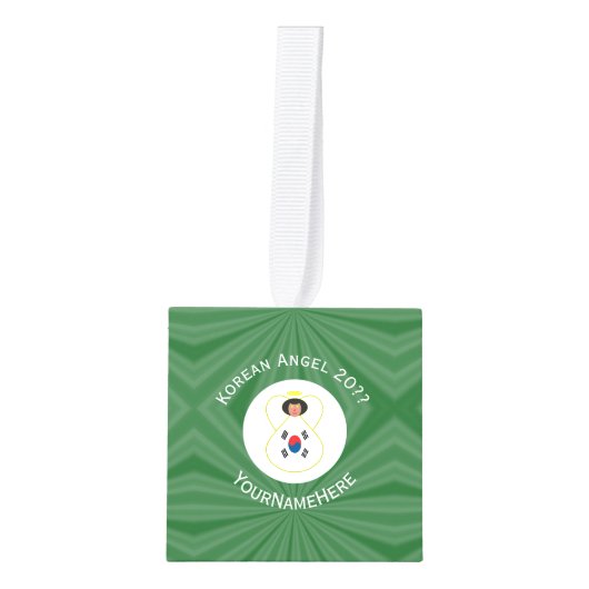 Koreaanse (Zuid) Engel Kerstvlag Gepersonaliseerd Decoratie (Voorkant)