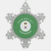 Koreaanse (Zuid) Engel Kerstvlag Gepersonaliseerd Tin Sneeuwvlok Ornament (Voorkant)
