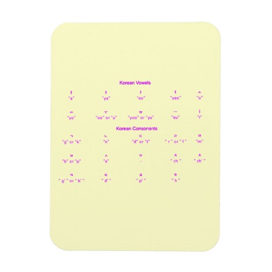 KOREAN ALPHABET LETTERS SYMBOLTAAL MAGNEET (Verticaal)