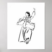 Korean Hanbok Woman Drum Dance Ink Poster (Voorkant)