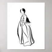 Korean Hanbok Woman with Norigae Ink Poster (Voorkant)