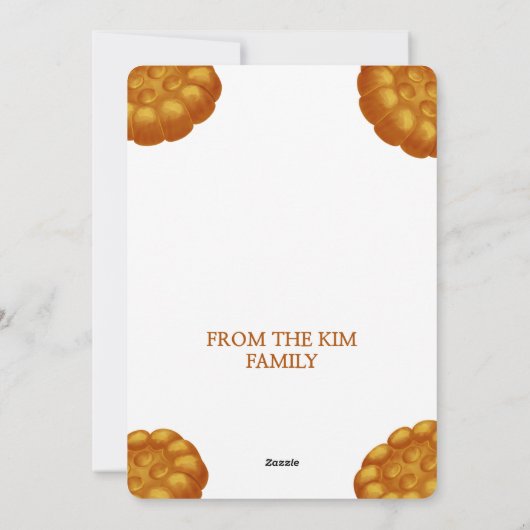 Korean Hand Illustrated Yakgwa Honey Cookies Feestdagenkaart (Achterkant)