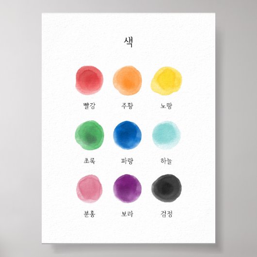 Korean Hangul Colors poster (Voorkant)