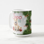 Korean Jindo Dog Pun Christmas Coffee Mok (Voorkant links)