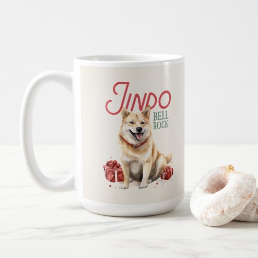 Korean Jindo Dog Pun Christmas Coffee Mok (Met donut)