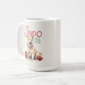 Korean Jindo Dog Pun Christmas Coffee Mok (Voorkant links)