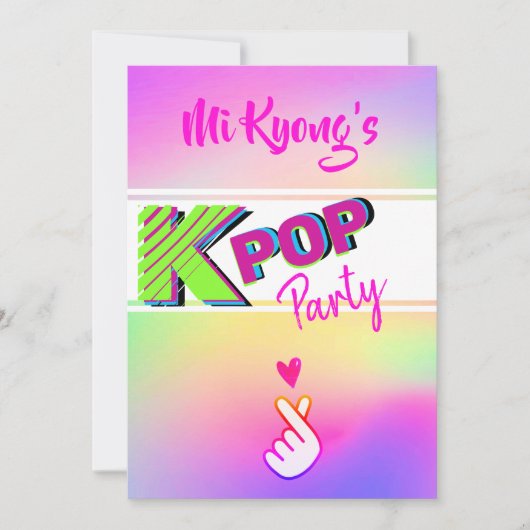Korean K-pop Hand Hart Regenboog Feestje  Kaart (Voorkant)