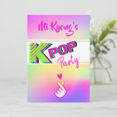 Korean K-pop Hand Hart Regenboog Feestje  Kaart (Staand voorkant)