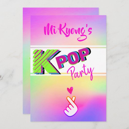 Korean K-pop Hand Hart Regenboog Feestje  Kaart (Voorkant / Achterkant)
