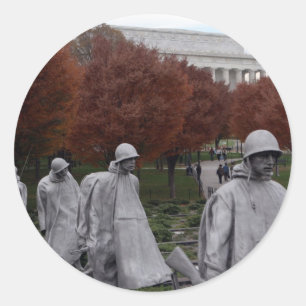 Korean Memorial en Lincoln Memorial Herfst Ronde Sticker