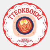 Korean Tteokbokki Sticker | Cute K-Food Round Labe (Voorkant)