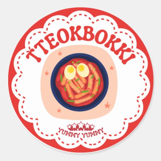 Korean Tteokbokki Sticker | Cute K-Food Round Labe (Voorkant)