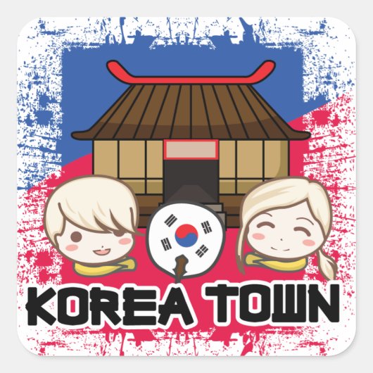 KOREATOWN VIERKANTE STICKER (Voorkant)