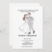 koren style Hand Drawn Wedding Couple | Wedding  Kaart (Voorkant / Achterkant)