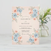 Korenbloem Abrikoos Ranunculus Eucalyptus Bruiloft Kaart (Staand voorkant)