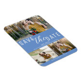 Korenbloem Blauw Bewaar de datum Bruiloft 3 Foto's Magneet (Rechterzijde)