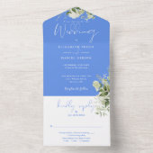 Korenbloem Blauw Bloemen Groen Monogram Huwelijk All In One Uitnodiging (Binnen)