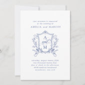 Korenbloem Blauw  Crest Bruiloft Kaart (Voorkant)