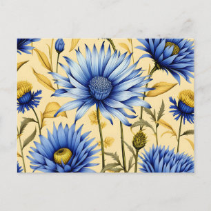 Korenbloem Blauw en Geel Bloemen Briefkaart