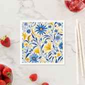 Korenbloem Blauw en gele bladeren Patroon Servet (Insitu)