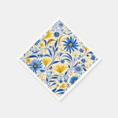 Korenbloem Blauw en gele bladeren Patroon Servet (Hoek)