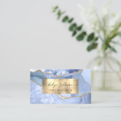 Korenbloem Blauw en Gouden Agaat Visitekaartje (Staand voorkant)