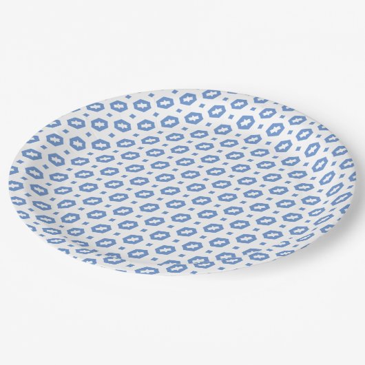 Korenbloem Blauw en Wit: Geometriana Papieren Bordje (Gekanteld)