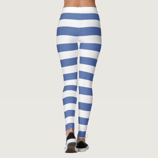 Korenbloem blauw en wit kleur horizontaal gestreep leggings (Achterkant)