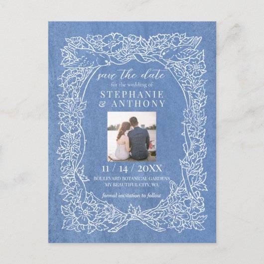 Korenbloem Blauw Foto Bloemen Opslaan Datum Briefkaart (Voorkant)