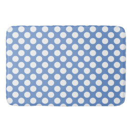 Korenbloem Blauw: Groot wit Polka Dot Patroon Badmat
