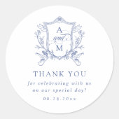 korenbloem blauw  kuif bruiloft dank u ronde sticker (Voorkant)