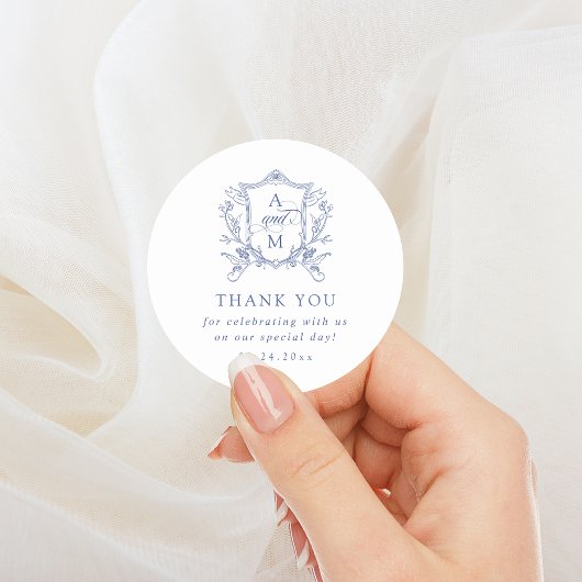 korenbloem blauw  kuif bruiloft dank u ronde sticker