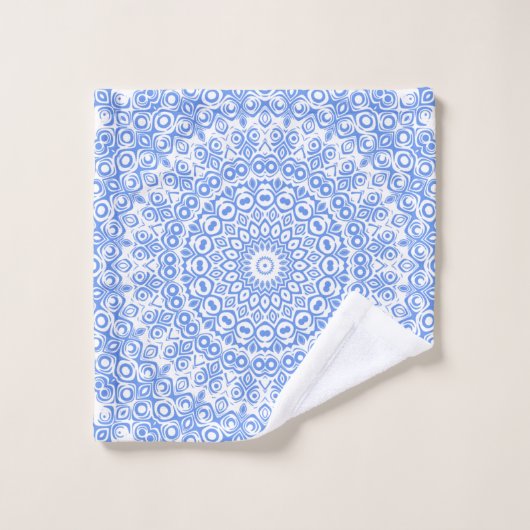 Korenbloem Blauw Mandala Patroon Bad Handdoek (Wasdoekje)