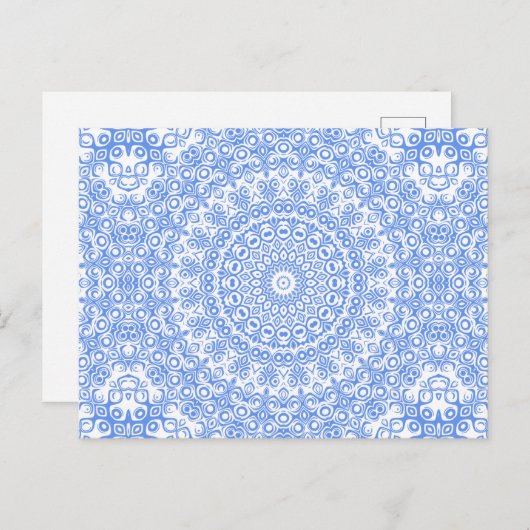 Korenbloem Blauw Mandala Patroon Briefkaart (Voorkant / Achterkant)