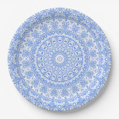 Korenbloem Blauw Mandala Patroon Papieren Bordje (Voorkant)
