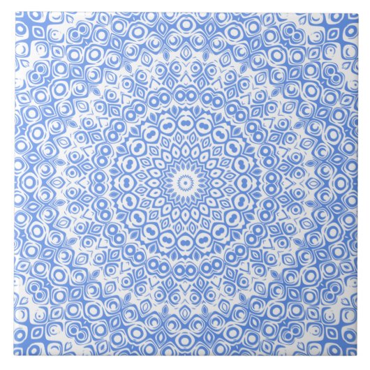 Korenbloem Blauw Mandala Patroon Tegeltje (Voorkant)