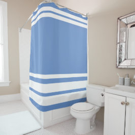 Korenbloem Blauw: Moderne lijnen in Wit Douchegordijn