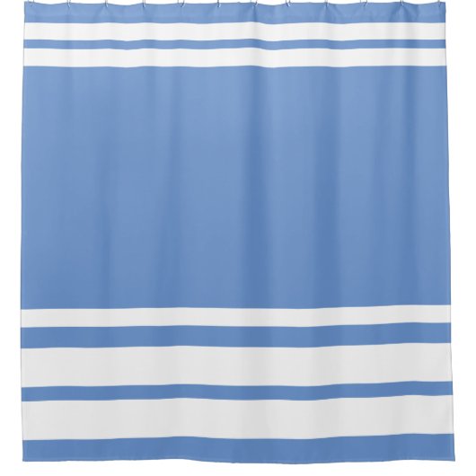Korenbloem Blauw: Moderne lijnen in Wit Douchegordijn (Voorkant)